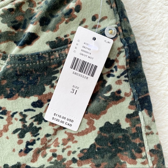 Anthropologie pilcro camo high rise skinny exposed button fly corduroy pants 31 - Picture 9 of 13